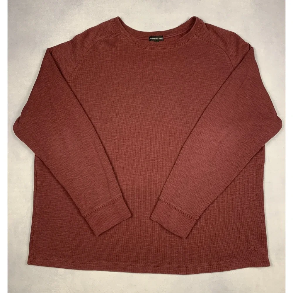 Banana Republic Sweater Mens XXL Red Cotton Blend Crewneck Casual Pullover‎